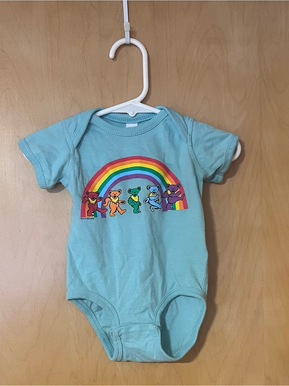 Baby Blue Grateful Dead Rainbow Bears Onesie